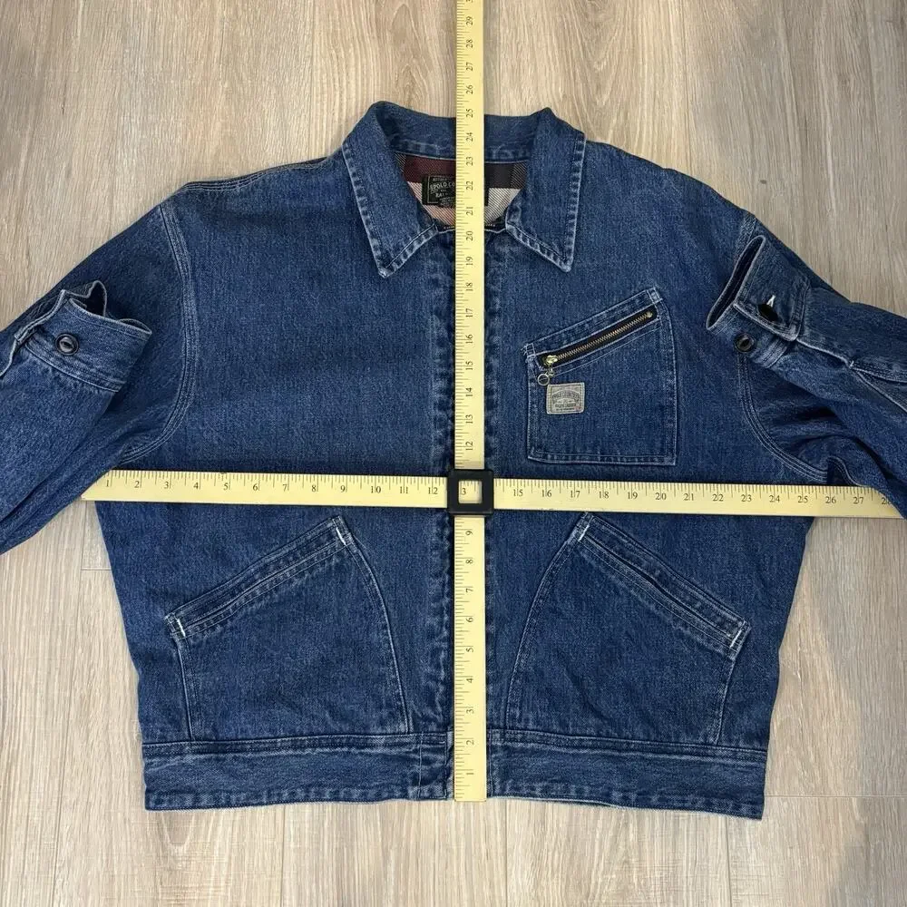 Vintage Polo Country Ralph Lauren Denim Jacket Mens Large 90s Blanket Lined USA